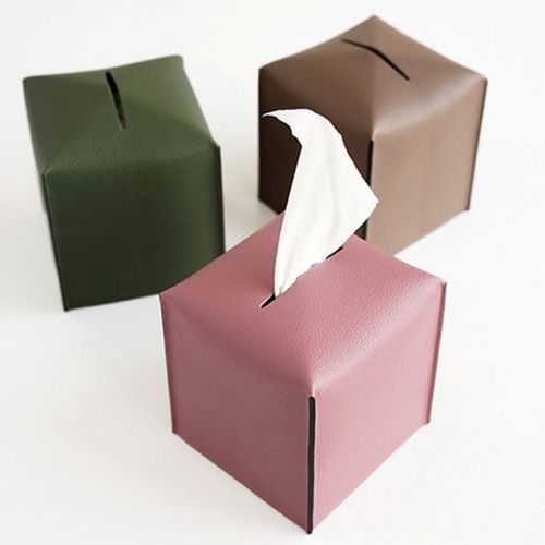 Small Edge Leather Tissue Cover