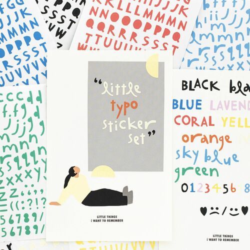 10pcs Colorful Typography Sticker Set