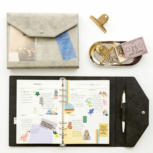Simple Ash 6 Ring A5 Planner & Pen Set