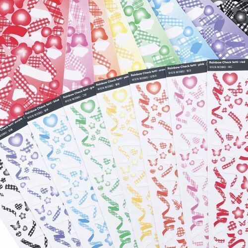 Rainbow Check Confetti Slim Sticker