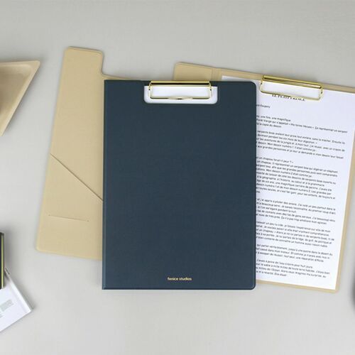 Gold Metal Vegan Leather Folding Clipboard