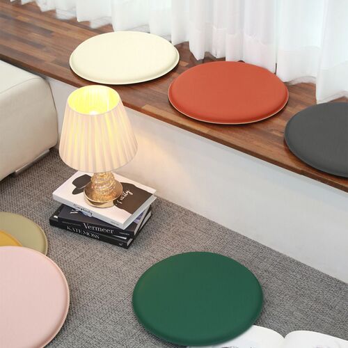 Round Vegan Leather Sitting Cushion