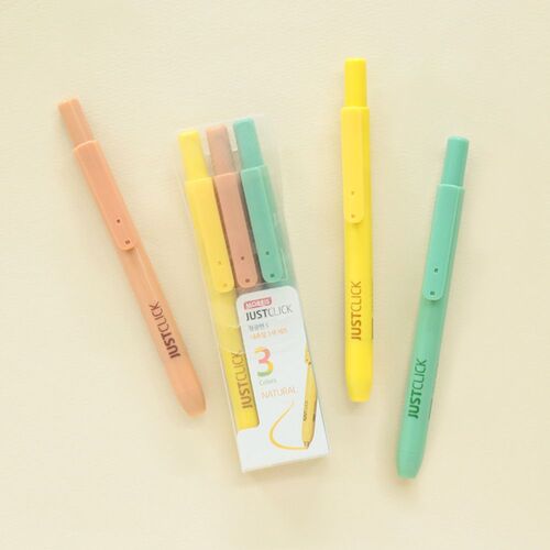 3pcs Natural Retractable Highlighter Set