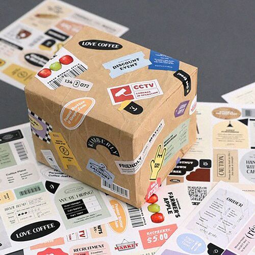 6pcs Vintage Removable Sticker Set
