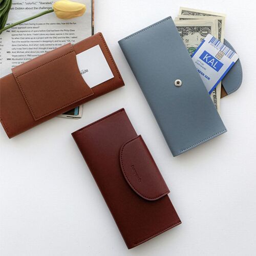 Button Vegan Leather Double Bill Pocket