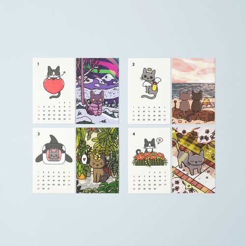 2026 Lana & Tuxedo Cat Mini Calendar Sheets - Image 5