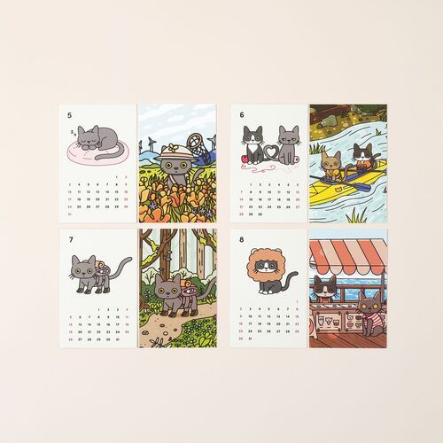 2026 Lana & Tuxedo Cat Mini Calendar Sheets - Image 6