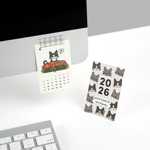 2026 Lana & Tuxedo Cat Mini Calendar Sheets - Image 2
