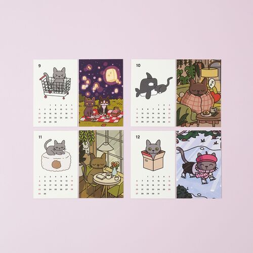 2026 Lana & Tuxedo Cat Mini Calendar Sheets - Image 7