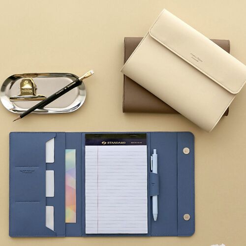 Vegan Leather A5 Notepad & Pen Organizer Set