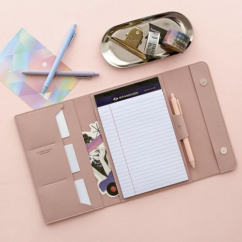 Vegan Leather A5 Notepad & Pen Organizer Set - Image 7