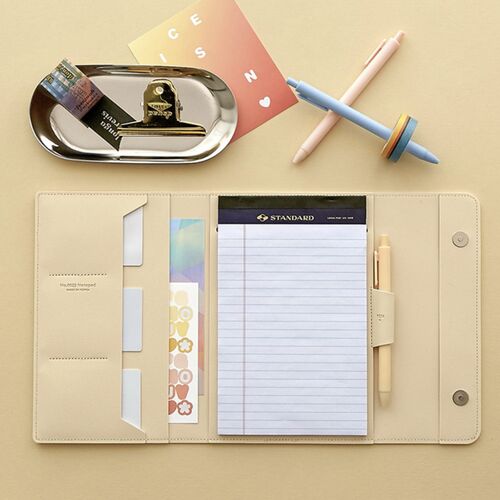 Vegan Leather A5 Notepad & Pen Organizer Set - Image 9