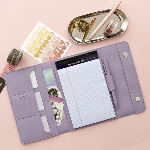 Vegan Leather A5 Notepad & Pen Organizer Set - Image 4