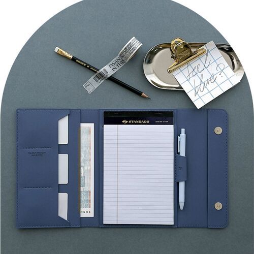 Vegan Leather A5 Notepad & Pen Organizer Set - Image 8