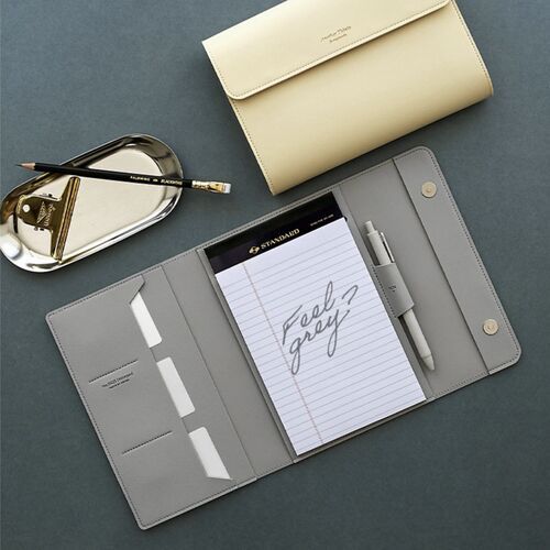 Vegan Leather A5 Notepad & Pen Organizer Set - Image 3