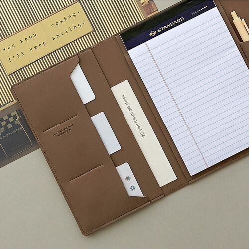 Vegan Leather A5 Notepad & Pen Organizer Set - Image 6