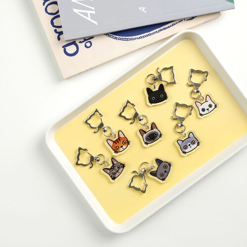 Cat Face Acrylic Key Ring - Image 10