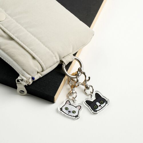 Cat Face Acrylic Key Ring - Image 4