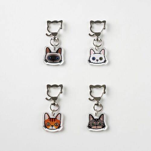 Cat Face Acrylic Key Ring - Image 8