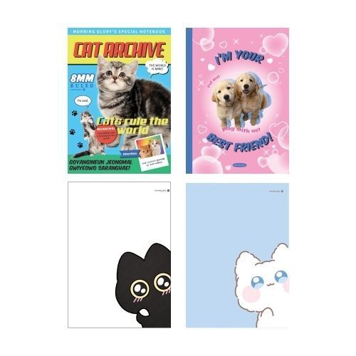 Kawaii Cat & Puppy Lined Notebook