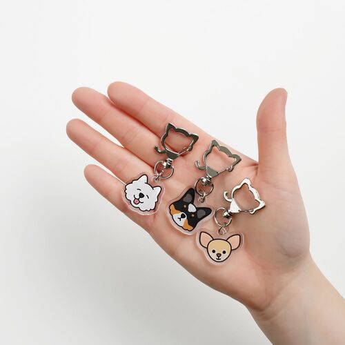 Dog Face Acrylic Key Ring - Image 2