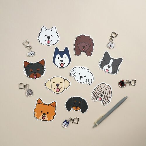 Dog Face Acrylic Key Ring - Image 14