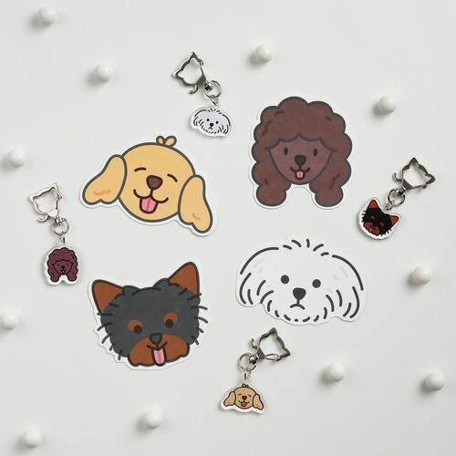 Dog Face Acrylic Key Ring - Image 16