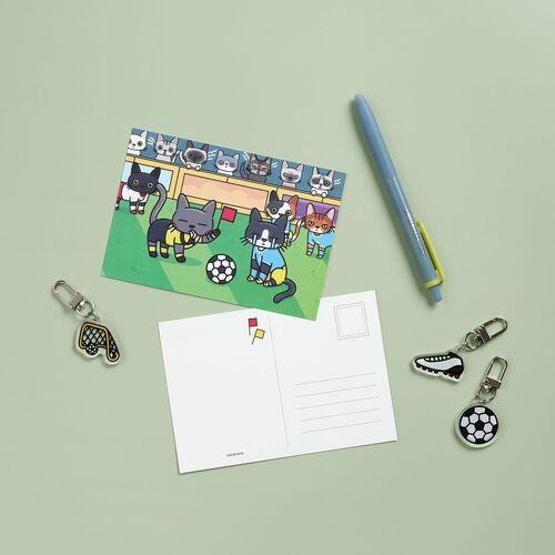 Lana & Tuxedo Cat Soccer Postcard - Image 2
